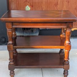 Dark Wood Three Tier Accent Table 