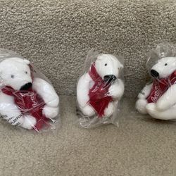 Coca Cola Coke Mini Plush Polar Bear Red Scarf 4” Stuffed Animal.  Brand New