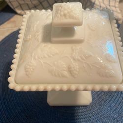 Indian Milk, Glass, 1960s flower vase, and candy dish for $40 firm both pieces