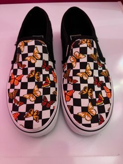Custom vans butterfly slip on