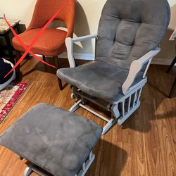Gray Rocking Chair With Rocking Ottoman Used