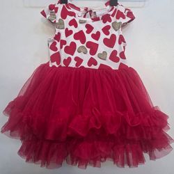 Tommy Bahama Baby Dress Red Hearts Tulle 0-3M