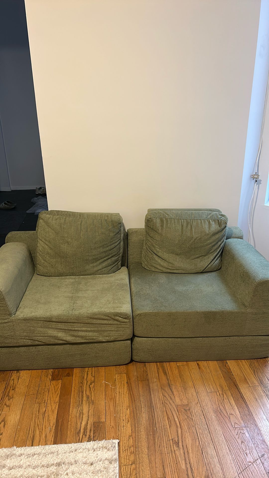 Two Piece Green Sofa