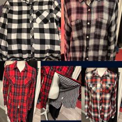 Women’s Flannels. 4 light weight flannel look button downs. Size Medium. Price for all 