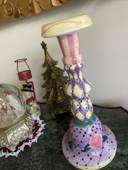 Cardinal Select candlesticks/Ashley Rose/hand painted/multicolor