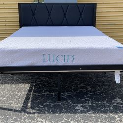 Full Size Bed Whit Metal Bed Frame 