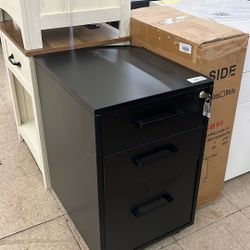 SONGMICS Metal File Cabinet w/ Wheels and Handles - Black ***dent***  