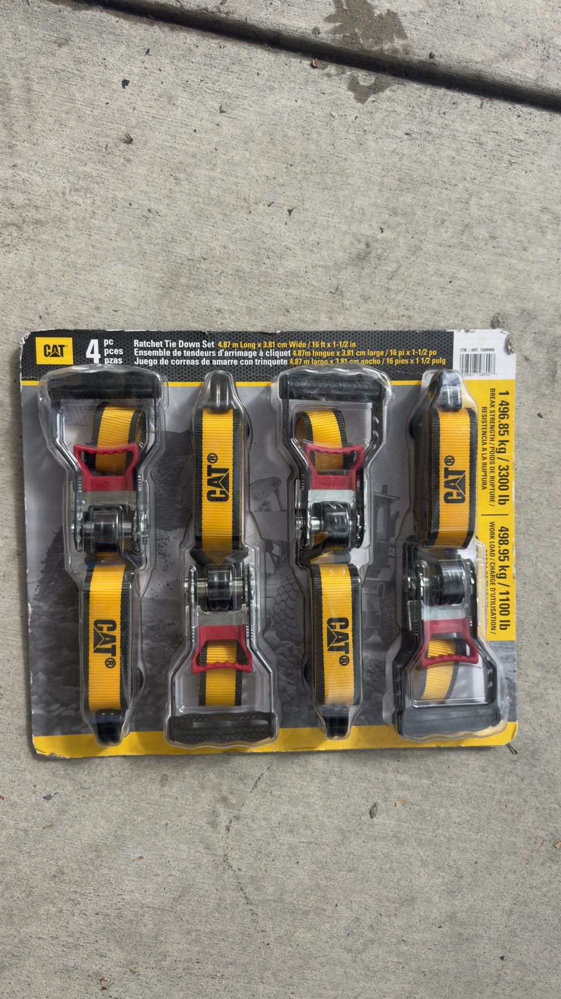 Cat Ratchet Tie Down Set 16 ft x 1-1/2 in - 4 Pack