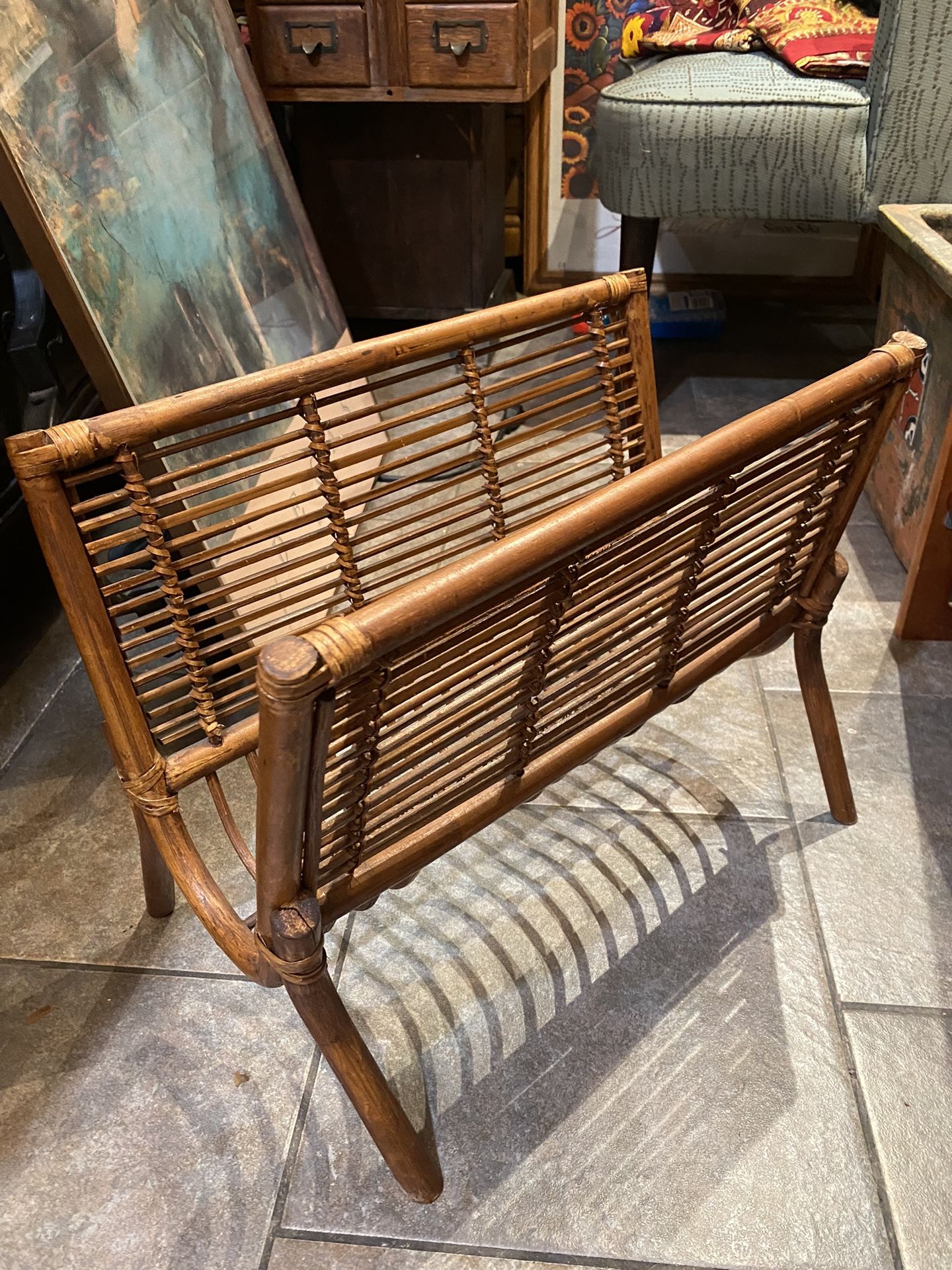Mid Century bamboo paper rack
