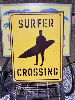 Large metal beach signs great condition