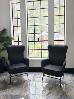 Set of 2 Contemporary Black Accent Chairs