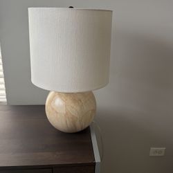 Cream Faux Marble Ceramic Table Lamp Beige Modern Contemporary -set of 2