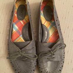 Bjorn Comfort Slip On Flats With Laces Gray Women’s Size 10 Leather