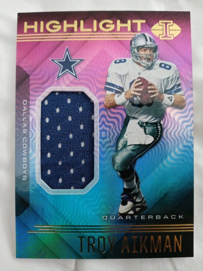 TROY AIKMAN 2020 ILLUSIONS HIGHLIGHT GAME USED JERSEY CARD!!!
