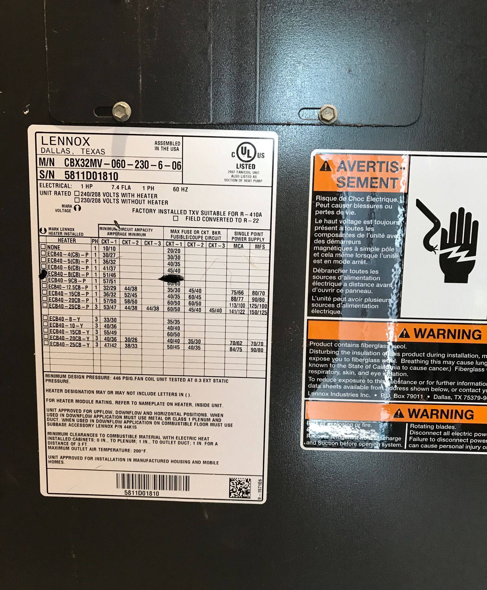 Lennox 2011 5 ton 16 seer 2 Stage Cooling XC21060 condenser with