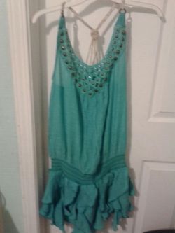 teal green scoop top