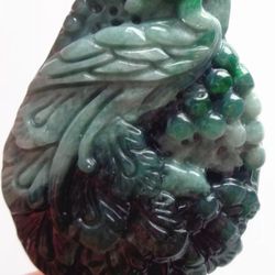 Exquisite Emerald/White Jade Pendant Of A Phoenix 