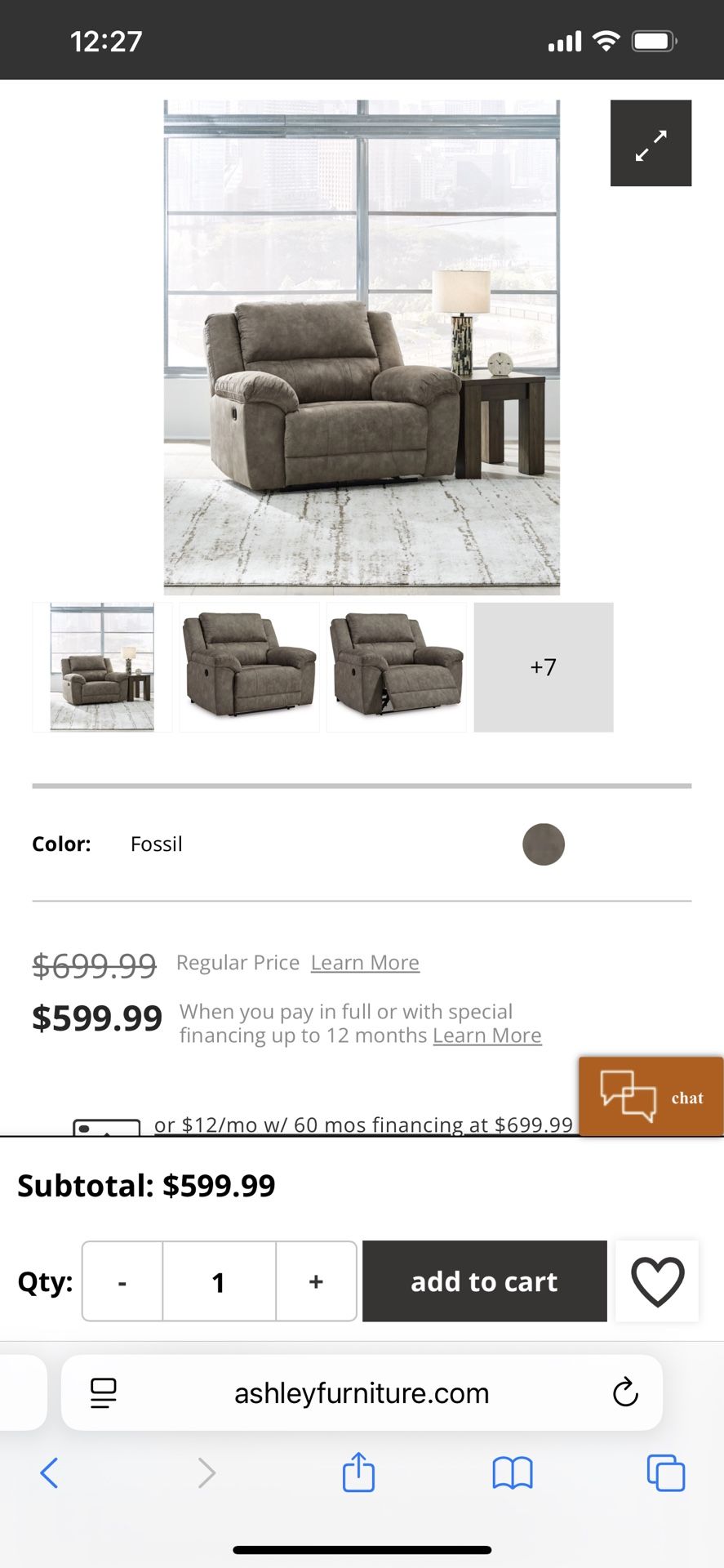 Ashely furniture xl recliner love seat 