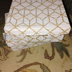 2 Small  Decoratv Storage Boxes 14 X10. 5" H. Pickup Only Cash 