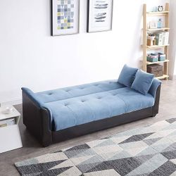 Sofa Futon Bed, Blue,sofa Bed With Storage Space 
