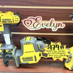 Dewalt 3pc Set 20v & 12v 