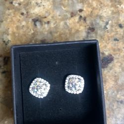 Square Moissanite Earrings Halo 1.0 Ct
