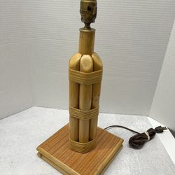 Vintage Mid Century Modern MCM Bamboo Cane Tiki Table Lamp