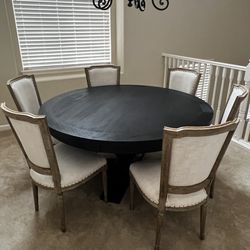 Restoration Hardware large dining room table with six chair chairs