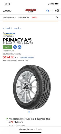 4 Michelin primacy tires 225/60r18