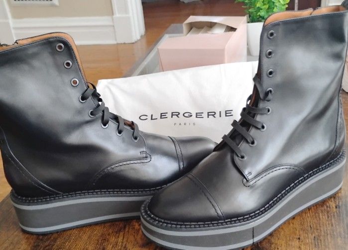 Clergerie Women's Black Leather Boots Size 7 1/2