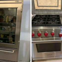 Subzero 48" Ss Built In Refrigerator & 60" Wolf Gas Stove