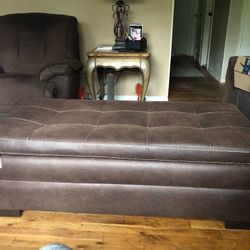 Brown Faux Leather Ottoman