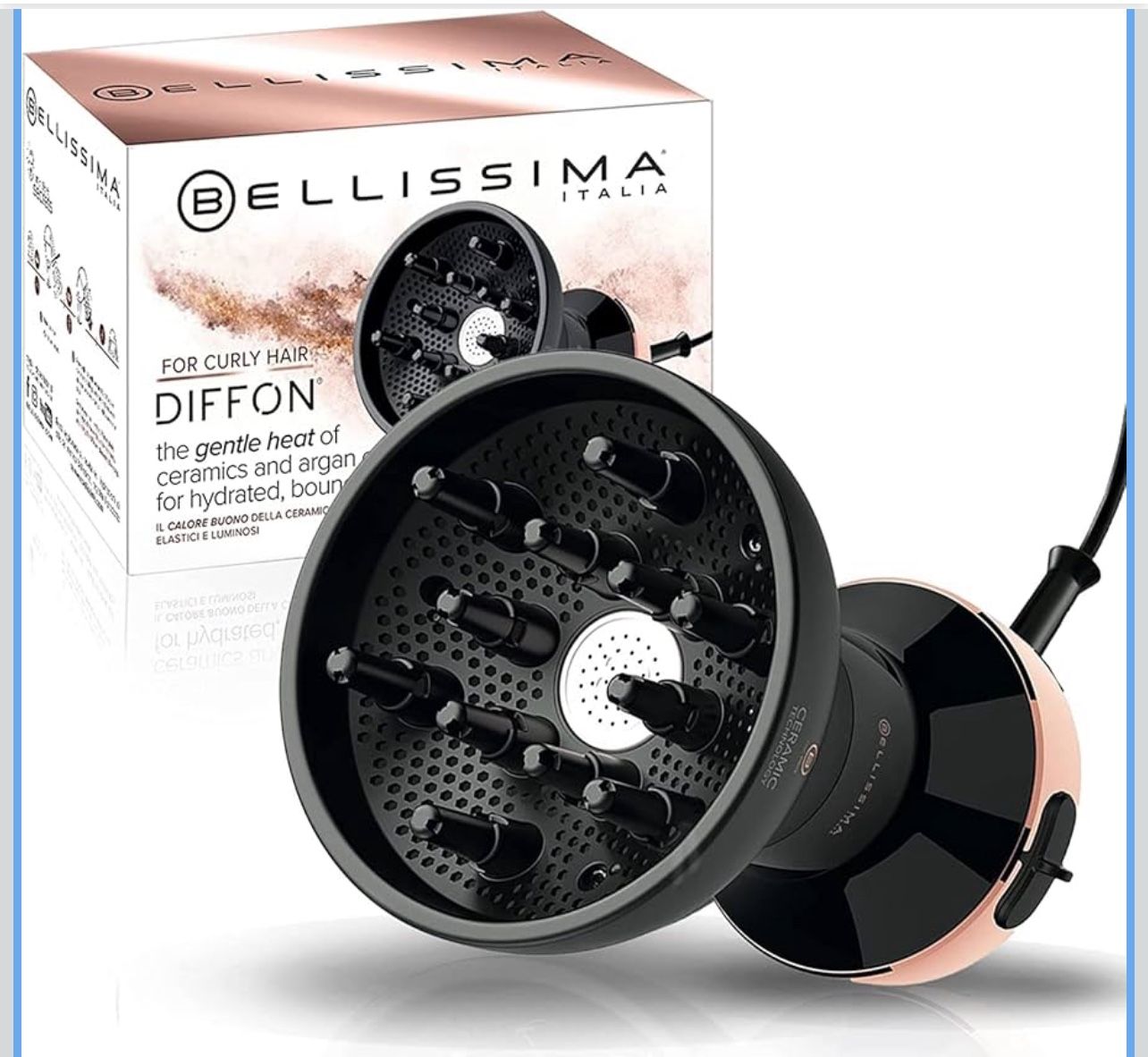 Italia Diffon Hair Diffuser and Ceramic Curly Hair Dryer - DF1 5000 - Lightweight and Compact