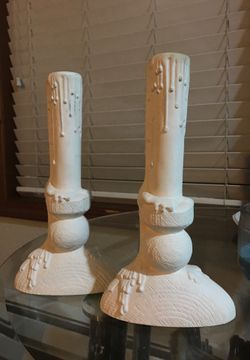 Melted wax candle holder ceramic set