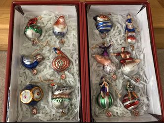 POTTERY BARN 12 DAYS OF CHRISTMAS MERCURY GLASS ORNAMENTS