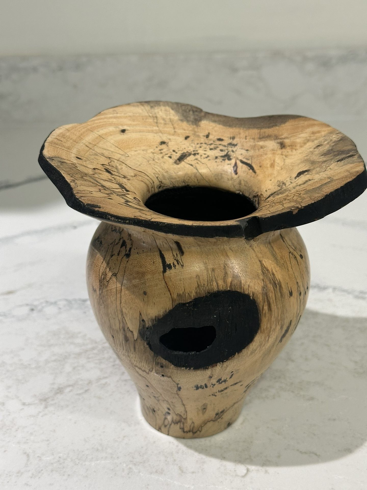 Spalted Hand Turned Wood Vase 6 inch (AOO)