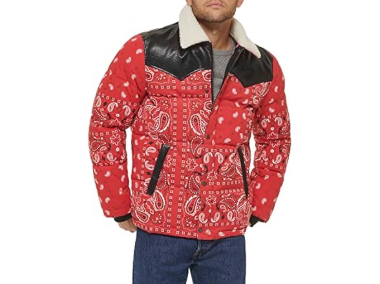 Levi's Men's Out West Mixed Media Puffer Jacket Size XL