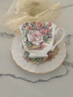 Floral Porcelain Teacup and Saucer Set