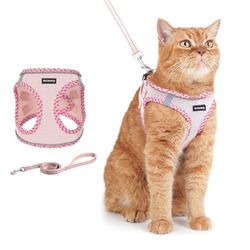 Cat Harness and Leash Set (Pink, S)