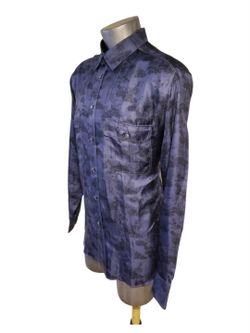 BRIONI 100% SILK LONG SLEEVE BLUE FLORAL BUTTON DOWN SHIRT SZ xxl