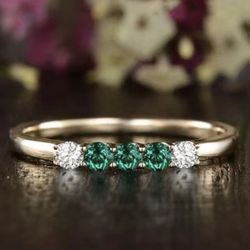 *VALENTINE SALE* Petite Emerald Green / White Birthstone Ring sizes 6/9/10 *See My Other 800 Items *