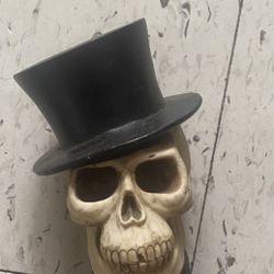 Top Hat Bowtie Formal Gentleman Skeleton Skull 5" Statue Figure