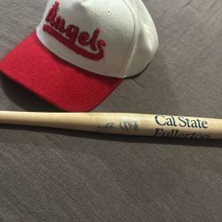 Los Angeles Hat And Baseball Bat With Signatures 
