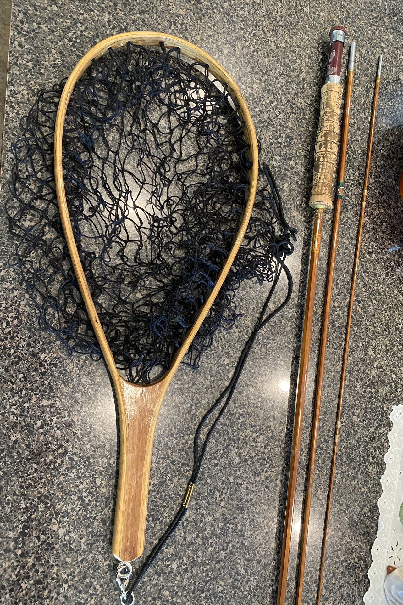 Antique Fishing Rod and Net