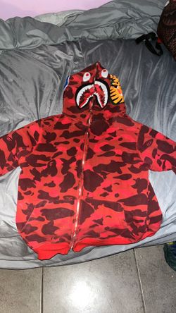Bape hoodie)red)size L