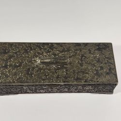 Vintage Silver Plated 9" Oblong Jewelry Box Decorative