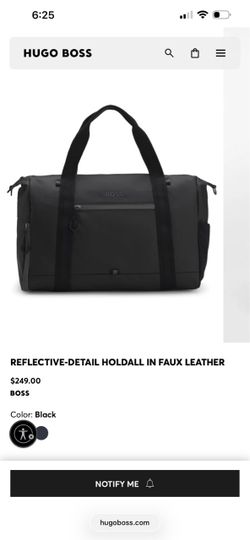 Brand new original $249 HUGO BOSS  REFLECTIVE-DETAIL HOLDALL IN FAUX LEATHER