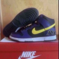 Nike Dunk Hi Prm EMB Lakers Size 10.5 Brand New 