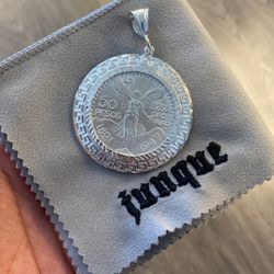 .925 Sterling Silver Veneration Coin With Aztec Style Bezel 