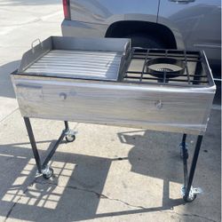 Carrito para tacos con plancha y hornilla